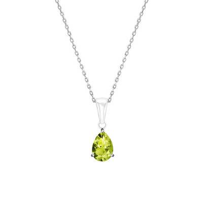 White Gold & Peridot Necklace, 45 cm Length - Aurora