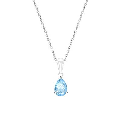 Collier pierre Topaze en Or Blanc 750, Longueur 45 cm - Aurora