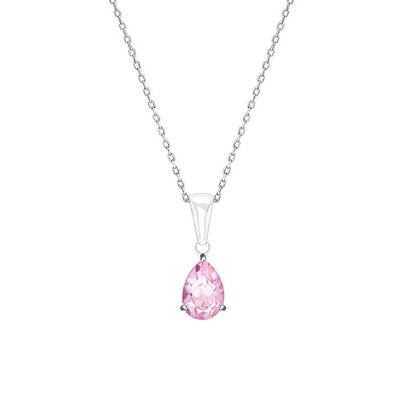 375/1000 White Gold & Pink Tourmaline Necklace, 45 cm Length - Aurora