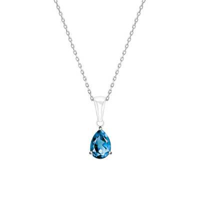 Collier London Blue Topaze Or Blanc 375, Longueur 45 cm - Aurora