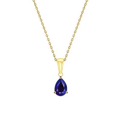 18K Yellow Gold & Sapphire Necklace, 45 cm Length - Aurora