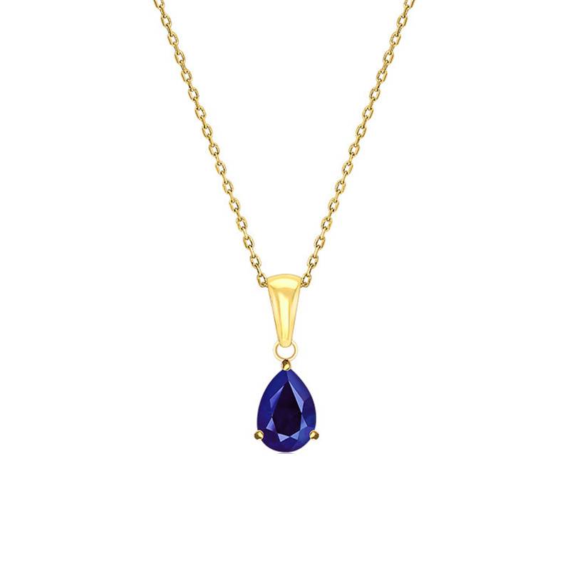 18K Yellow Gold & Sapphire Necklace, 45 cm Length - Aurora