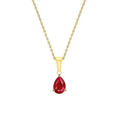 375/1000 Yellow Gold & Ruby Necklace, 45 cm Length - Aurora