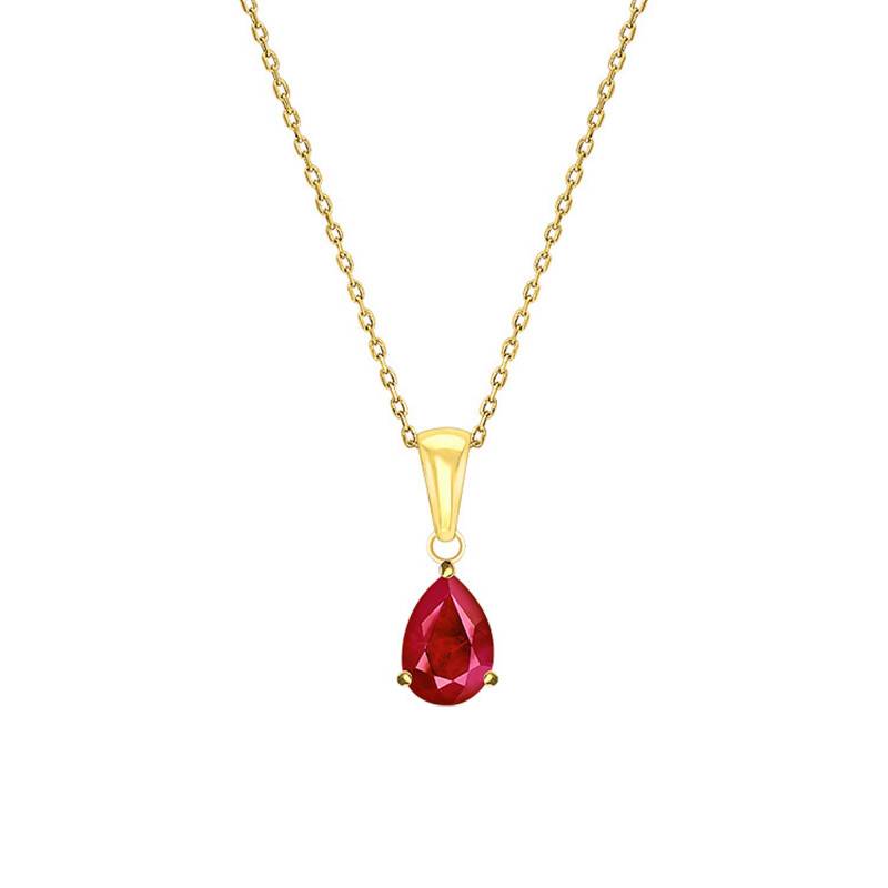 375/1000 Yellow Gold & Ruby Necklace, 45 cm Length - Aurora