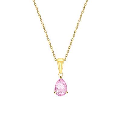 375/1000 Yellow Gold & Pink Tourmaline Necklace, 45 cm Length - Aurora