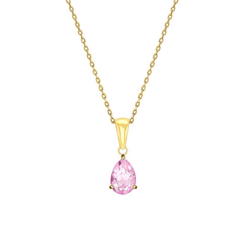 750/1000 Yellow Gold & Pink Tourmaline Necklace, 45 cm Length - Aurora