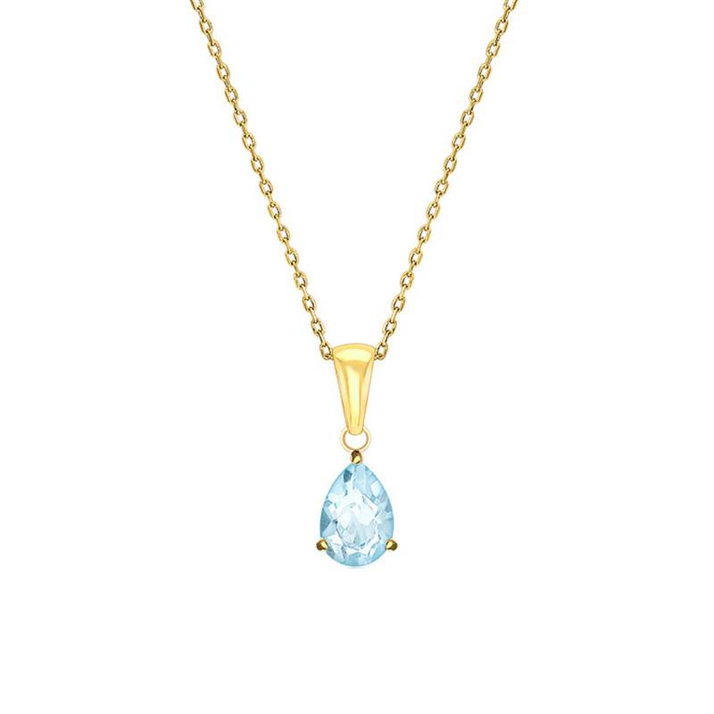 18K Yellow Gold & Aquamarine Necklace, 45 cm Length - Aurora