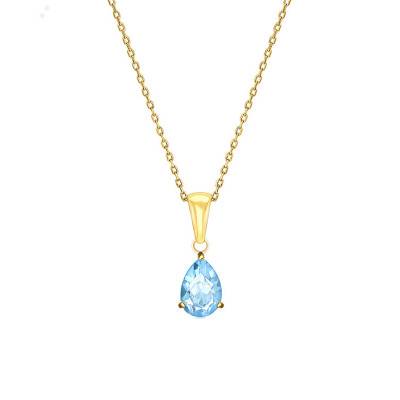 375/1000 Yellow Gold & Topaz Necklace, 45 cm Length - Aurora