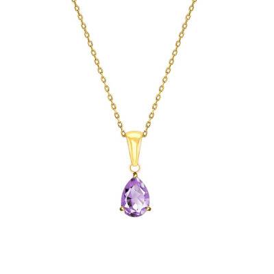 375/1000 Yellow Gold & Amethyst Necklace, Length 45 cm - Aurora