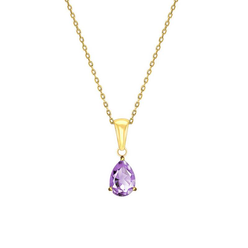 375/1000 Yellow Gold & Amethyst Necklace, Length 45 cm - Aurora