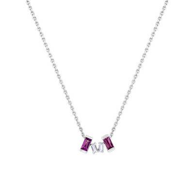 Collier Or blanc Rubis & Diamants, Longueur 38 cm - Aurora