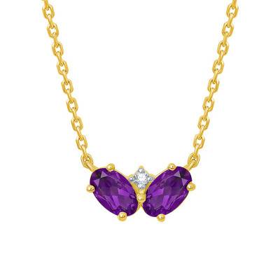 Collier, Or Jaune 375 & Améthystes, Longueur 45 cm - Aurora
