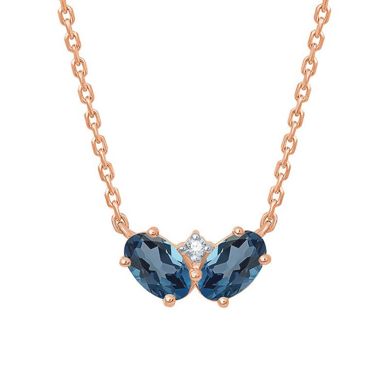 375/1000 Rose Gold & London Blue Topaz Necklace, 45 cm Length - Aurora