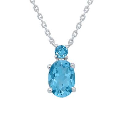Collier Or Blanc Topaze 0.95ct, Longueur 45 cm - Aurora