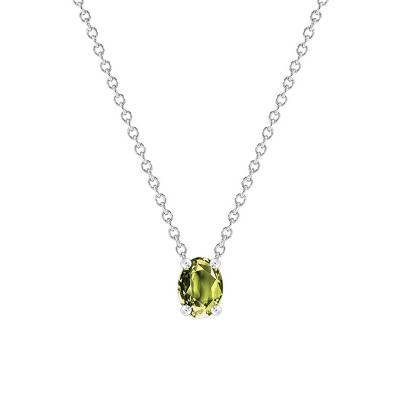 Collier Or Blanc 375 ou 750 Péridot 0.52ct, Longueur 45 cm - Aurora