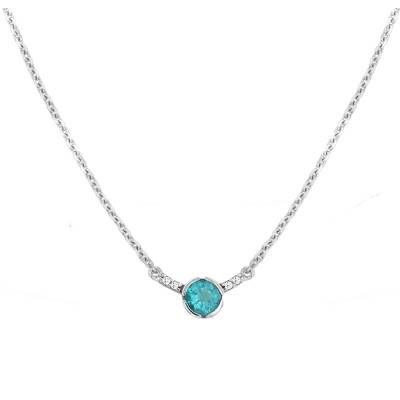 Collier Rosa Aigue-Marine Or Blanc 375, Longueur 42 cm - Aurora