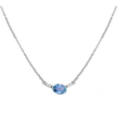 Collier Elsa Topaze Or Blanc 375, Longueur 42 cm - Vandona