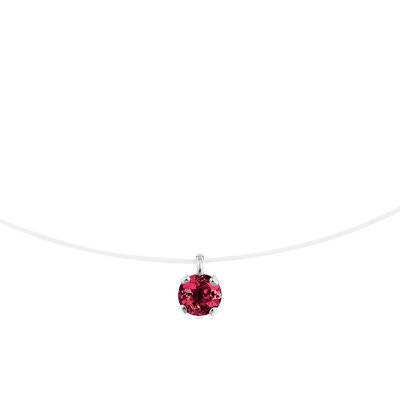 Collier nylon Or Blanc 375 & rhodolite, Longueur 42 cm - Aurora