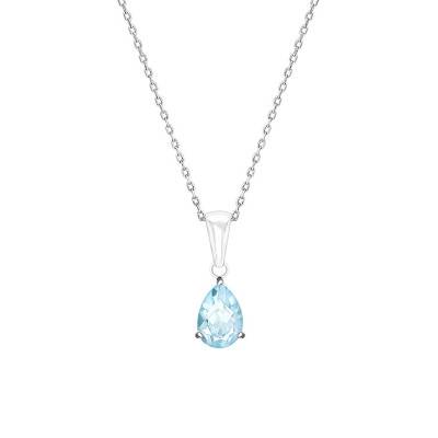 Collier Aigue Marine Or Blanc 375, Longueur 45 cm - Aurora