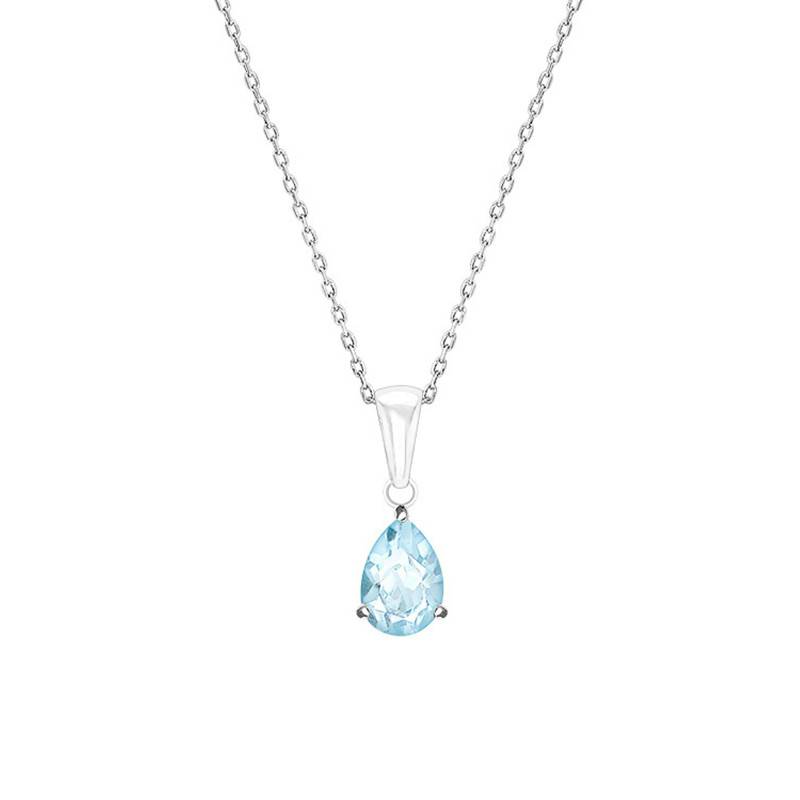 375/1000 White Gold & Aquamarine Necklace, Length 45 cm - Aurora