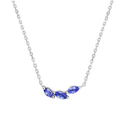 Collier Or Blanc 375 ou 750 & Tanzanite, Longueur 45 cm - Aurora