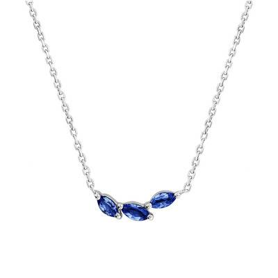375/1000 or 750/1000 White Gold & Sapphire Necklace, Length 45 cm - Aurora