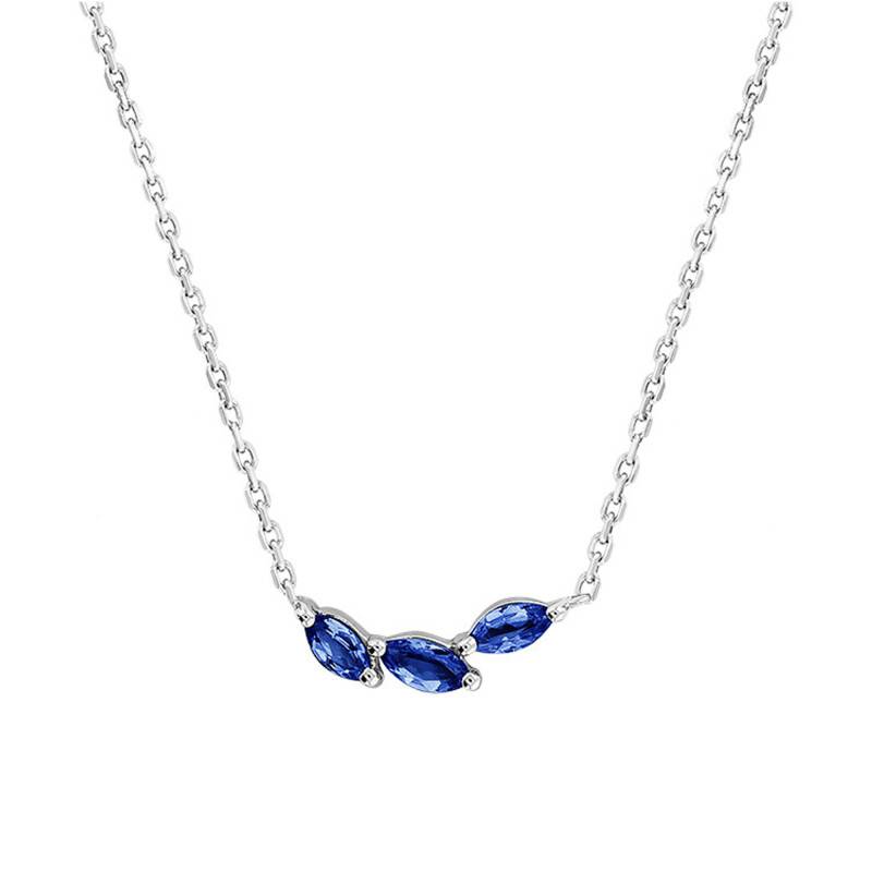 375/1000 or 750/1000 White Gold & Sapphire Necklace, Length 45 cm - Aurora
