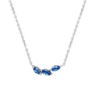 Collier Or blanc & London Blue Topaze, Longueur 45 cm - Aurora