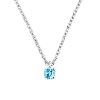 Collier Or Blanc 375 & topaze, Longueur de 40 à 42 cm - Rosatella