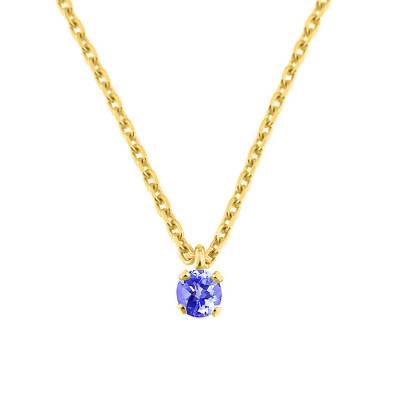 375 Yellow Gold & Tanzanite Necklace, Length 40 cm to 42 cm - Aurora