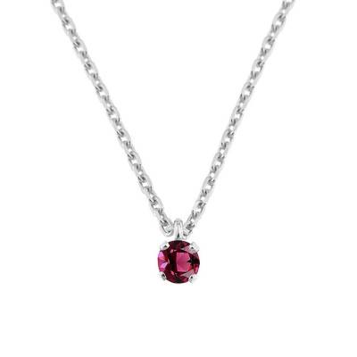 Collier Or Blanc 375 & rhodolite, Longueur 40 à 42 cm - Aurora