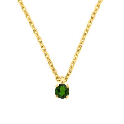 Collier Or Jaune 375 & diopside, Longueur de 40 à 42 cm - Aurora