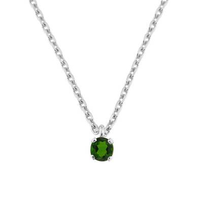 Collier Or Blanc 375 & diopside, Longueur 40 à 42 cm - Aurora