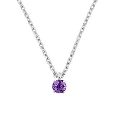 Collier Or Blanc 375 & améthyste, Longueur 40 à 42 cm - Aurora
