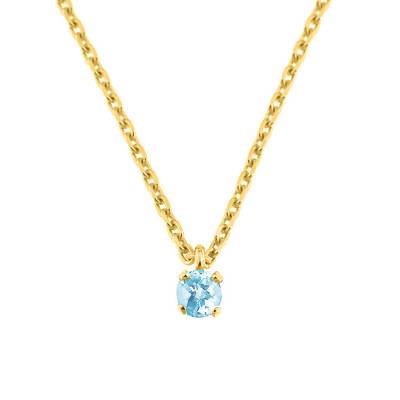 375 Yellow Gold & Aquamarine Necklace, Length 40 cm to 42 cm - Aurora