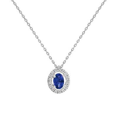 Collier or blanc saphir & diamant, Longueur 42 cm - Aurora