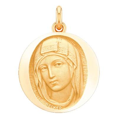 Médaille Vierge de Sienne Ronde Or Jaune 750, Diamètre 15 mm à 22 mm - Becker