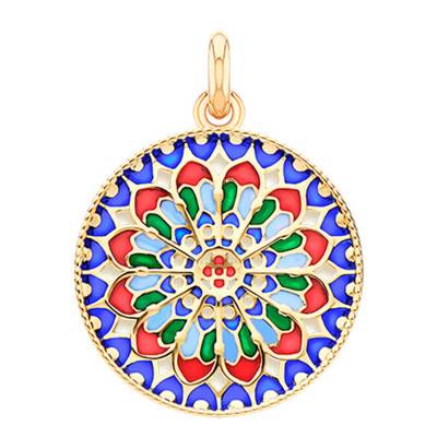 Médaille Notre Dame de Paris Vitrail, Or Jaune 750, Diamètre 22 mm - Becker