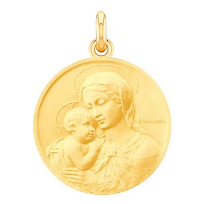 Médaille Vierge de Botticelli Or Jaune 750, Diamètre 18 mm ou 20 mm - Becker