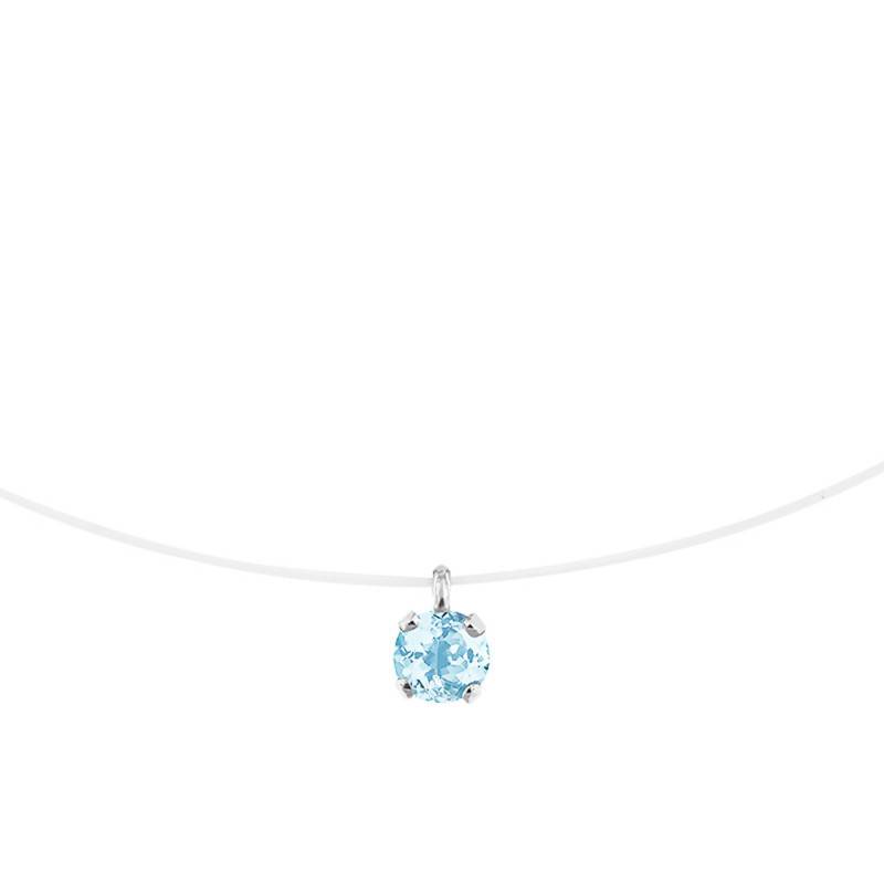 375/1000 White Gold and Nylon Aquamarine Necklace, 42 cm Length - Aurora