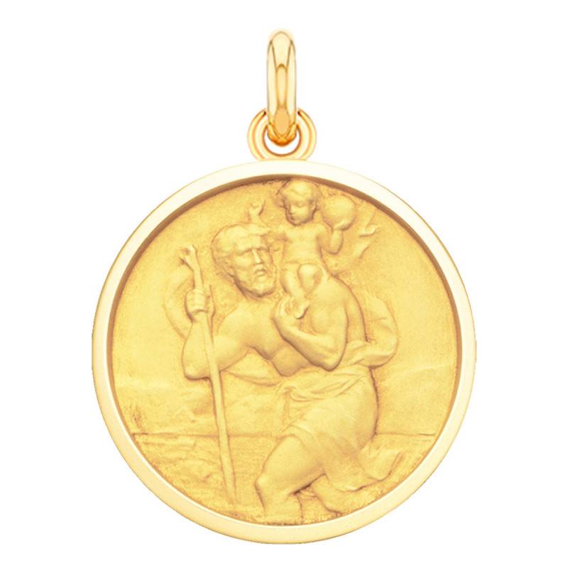 Saint Christopher De Roisne 750/1000 Yellow Gold Medal, Diameter 16 mm to 22 mm - Becker