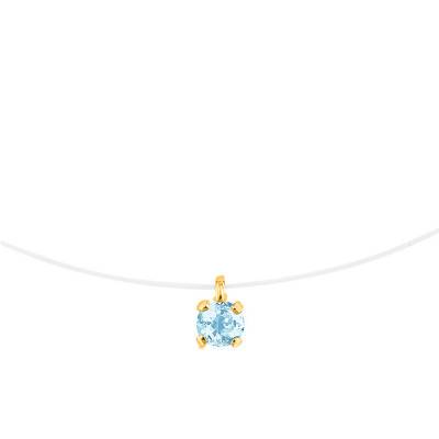 375/1000 Yellow Gold & Nylon Aquamarine Necklace, 42 cm - Aurora