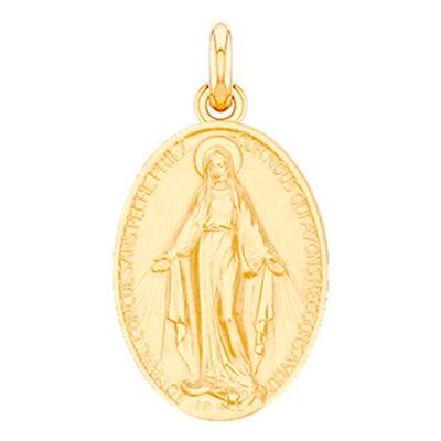 750/1000 Yellow Gold Miraculous Virgin Mary Double-Sided Medal - Becker