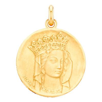 Yellow 750/1000 Gold Notre-Dame Virgin Medal, Diameter 15 mm to 28 mm - Becker