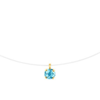 Collier nylon Or Jaune 375 & topaze, Longueur 42 cm - Aurora