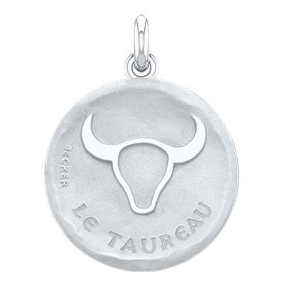 Médaille Zodiaque Signe du Taureau Argent, Diamètre 19 mm - Becker