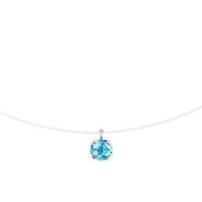 Collier nylon Or Blanc 375 & topaze, Longueur 42 cm - Aurora