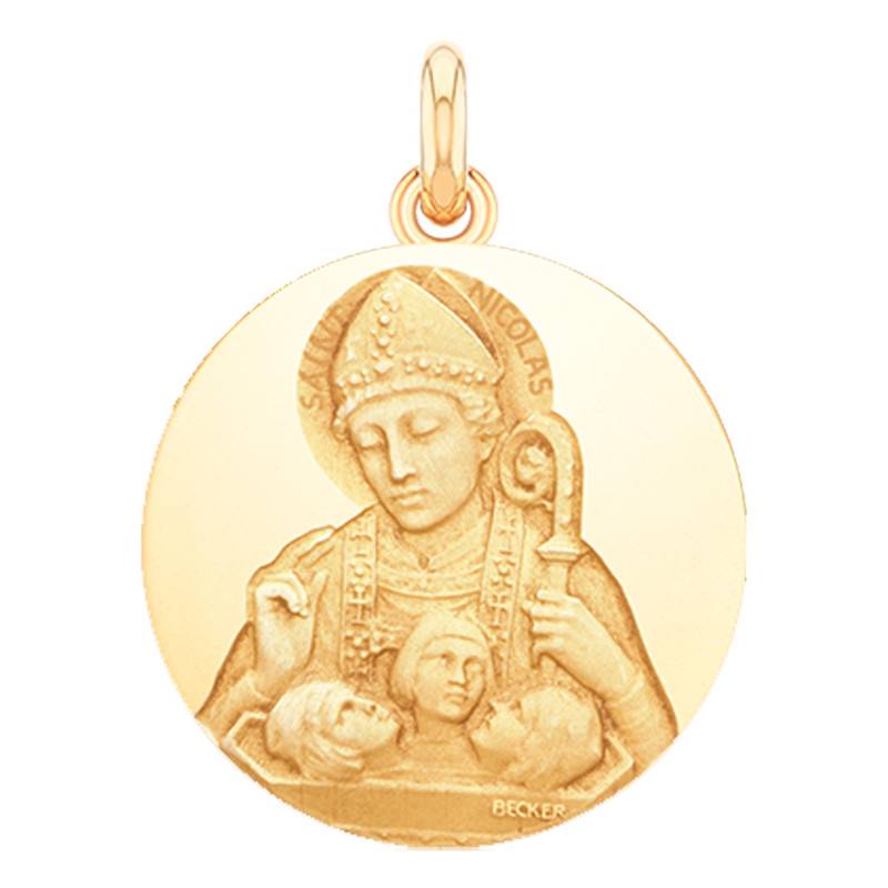 Saint Nicholas 750/1000 Yellow Gold Medal, Diameter 15 mm to 20 mm - Becker