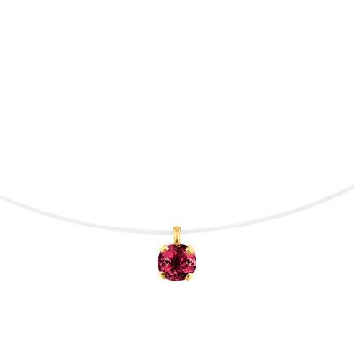 Collier nylon Or Jaune 375 & rhodolite, Longueur 42 cm - Rosatella