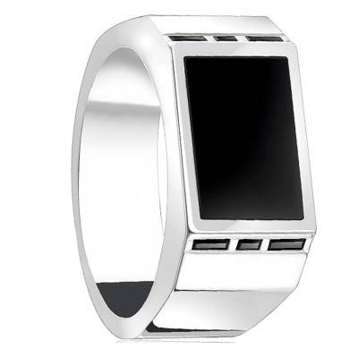 Bague rectangle Onyx - TR2387-027-11 - Thomas Sabo
